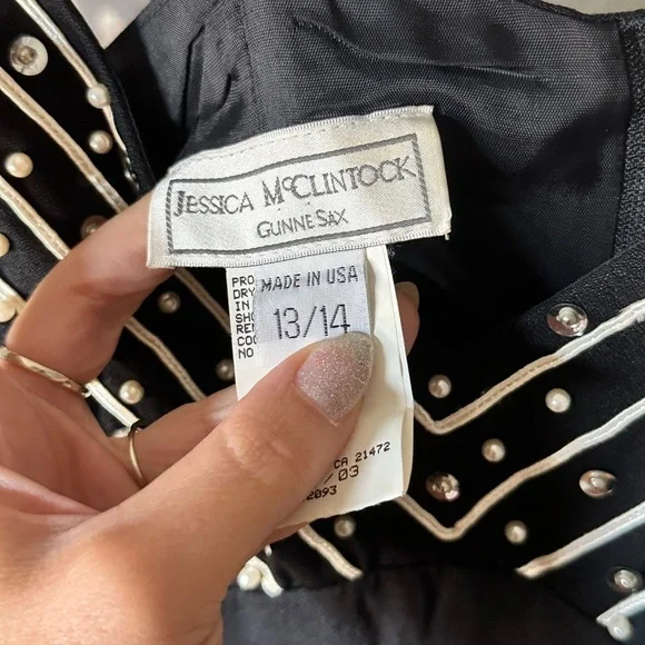 Vintage Jessica McClintock Black Embellished Maxi Slip Dress - Picture 6 of 6